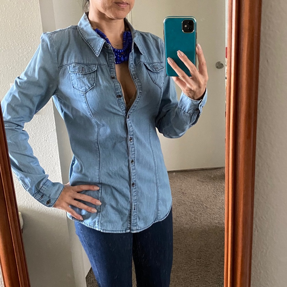 Denim long sleeve blouse- DKNY